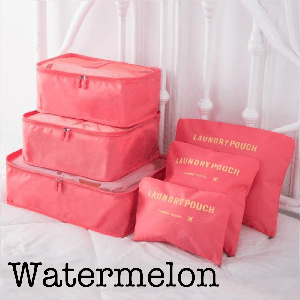 6 Piece Travel Organizer-Travel-Haxberry-Color:Watermelon-Threaded Pear