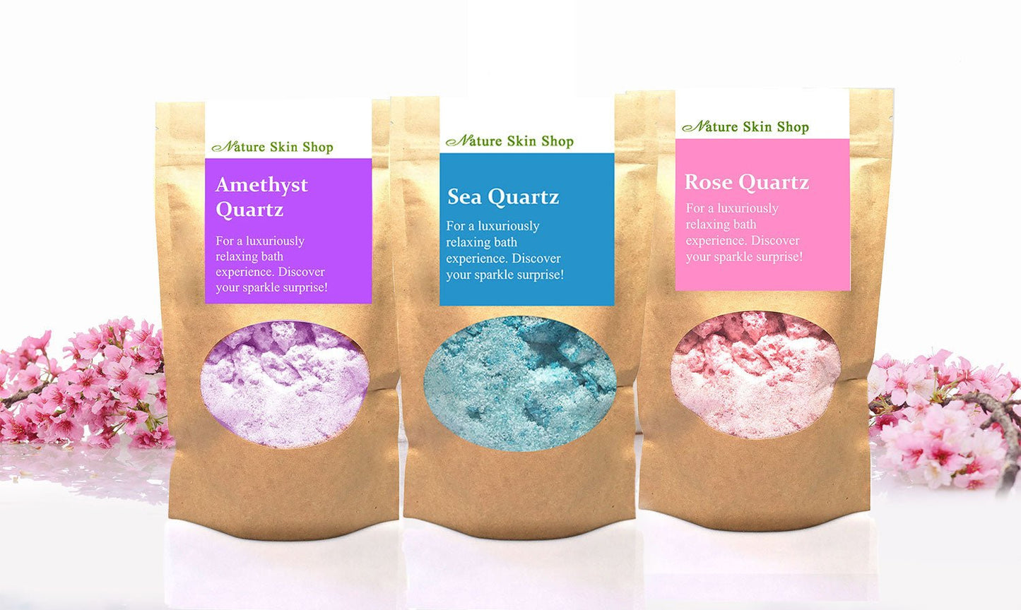 Amethyst Quartz Foaming Bath Soak. Hidden Surprise Bracelet Inside-2792-Haxberry-Nature Skin Shop