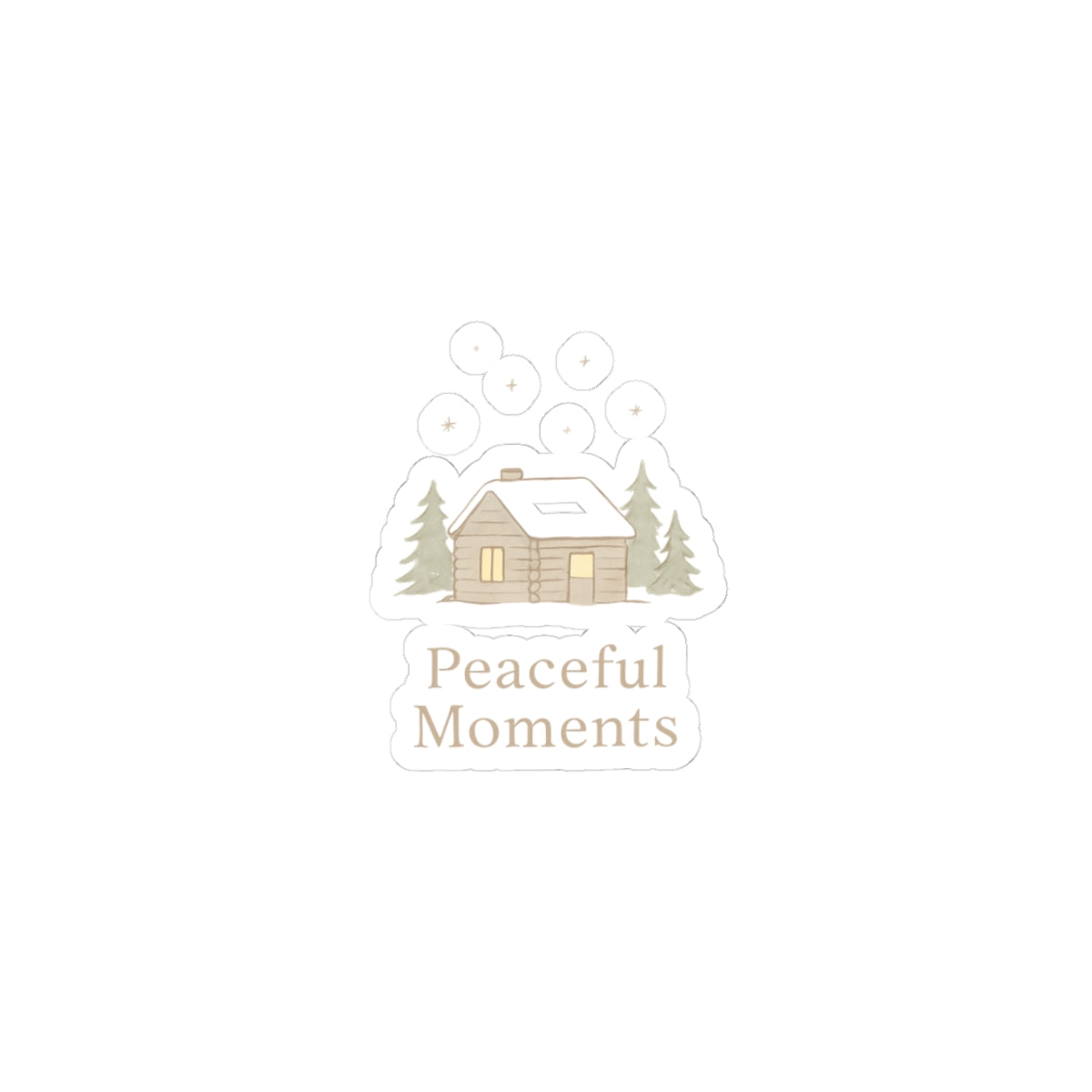 Peaceful Moments Cabin Sticker — Cozy Winter Kiss-Cut Sticker-Paper products-Haxberry-Printify