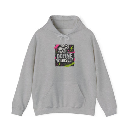 Define Yourself Graphic Hoodie — Empowerment Streetwear Sweatshirt-Hoodie-Haxberry-Size:4XL-Color:Sport Grey-Printify