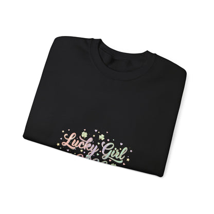 Lucky Girl 2026 Crewneck Sweatshirt | manifest luck, 2026 lucky charms-Sweatshirt-Haxberry-Printify