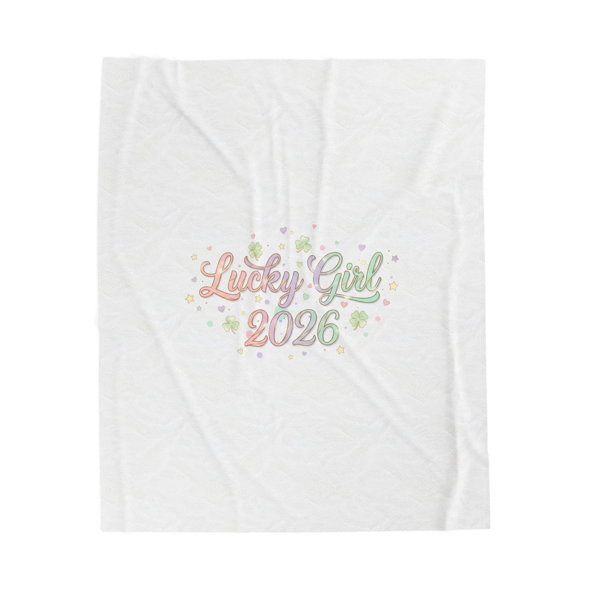 Lucky Girl 2026 Plush Blanket | manifest luck, lucky charms-All Over Prints-Haxberry-Printify