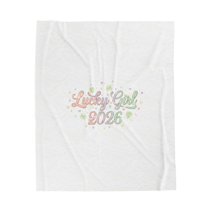 Lucky Girl 2026 Plush Blanket | manifest luck, lucky charms-All Over Prints-Haxberry-Printify
