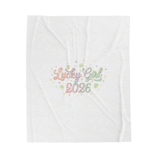 Lucky Girl 2026 Plush Blanket | manifest luck, lucky charms-All Over Prints-Haxberry-Printify