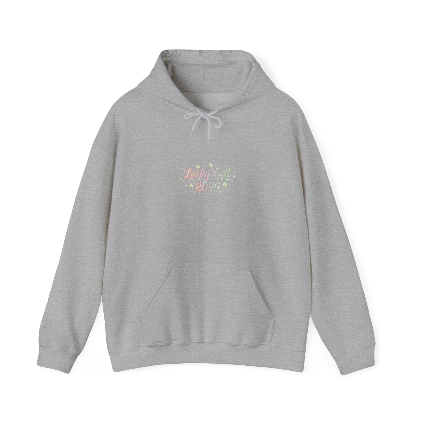 Lucky Girl 2026 Hoodie | manifest luck, 2026 lucky charms-Hoodie-Haxberry-Size:4XL-Color:Sport Grey-Printify