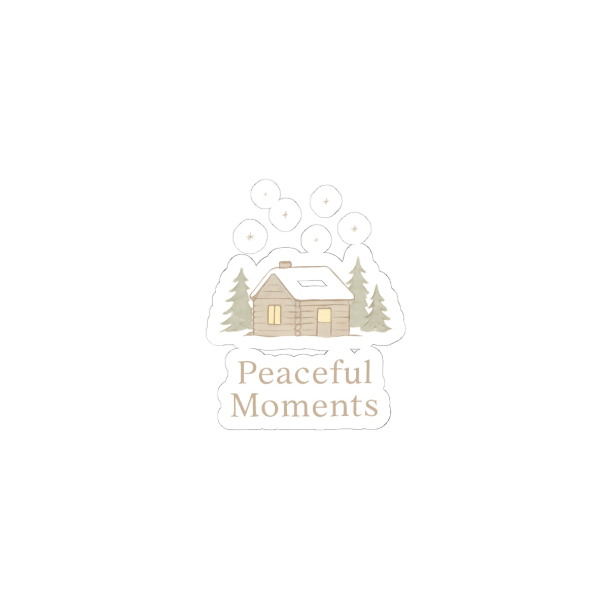 Peaceful Moments Cabin Sticker — Cozy Winter Kiss-Cut Sticker-Paper products-Haxberry-Printify