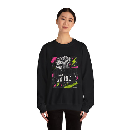 Define Yourself Graphic Sweatshirt — Empowerment Fist Crewneck-Sweatshirt-Haxberry-Printify
