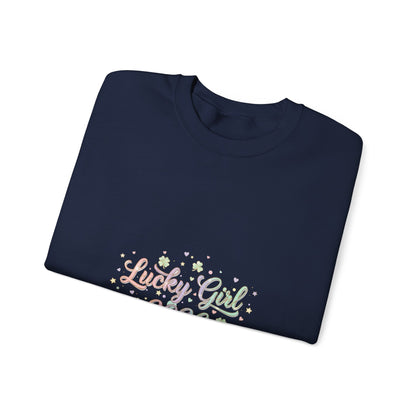 Lucky Girl 2026 Crewneck Sweatshirt | manifest luck, 2026 lucky charms-Sweatshirt-Haxberry-Printify