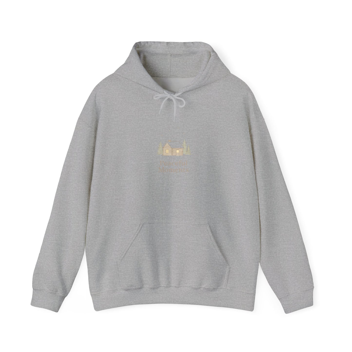 Peaceful Moments Hoodie — Minimal Cabin Graphic Hoodie-Hoodie-Haxberry-Size:4XL-Color:Sport Grey-Printify