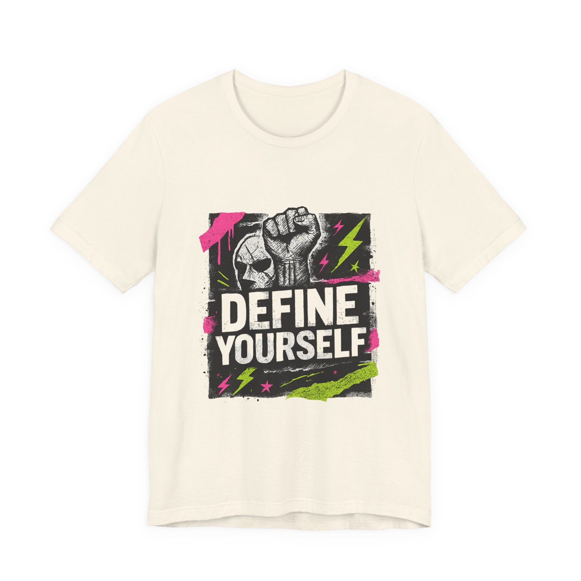 Define Yourself Graphic Tee — Empowerment Fist Shirt-T-Shirt-Haxberry-Color:Natural-Size:XL-Printify
