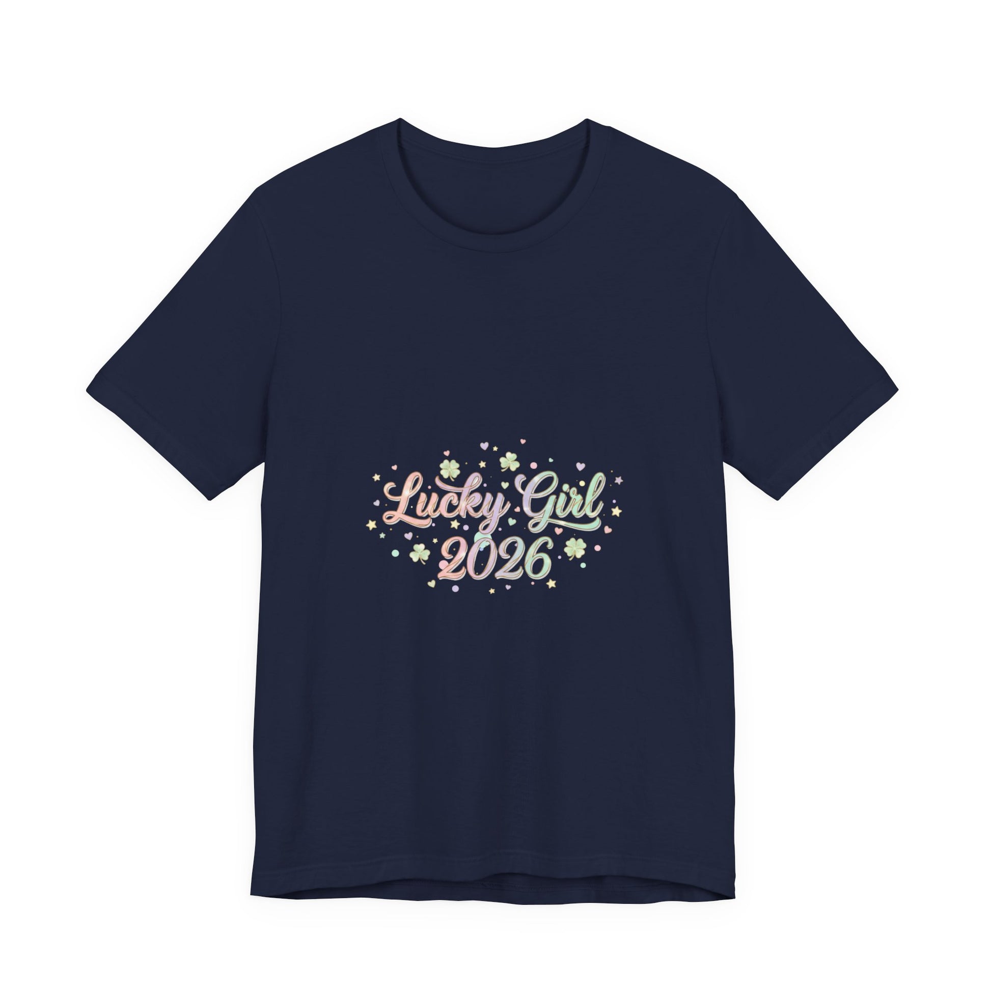 Lucky Girl 2026 T-Shirt | manifest luck, 2026 lucky charms-T-Shirt-Haxberry-Color:Navy-Size:2XL-Printify