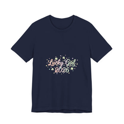 Lucky Girl 2026 T-Shirt | manifest luck, 2026 lucky charms-T-Shirt-Haxberry-Color:Navy-Size:2XL-Printify