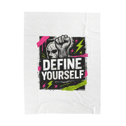 Define Yourself Velveteen Plush Blanket — Bold Graphic Motivational Throw-All Over Prints-Haxberry-Printify
