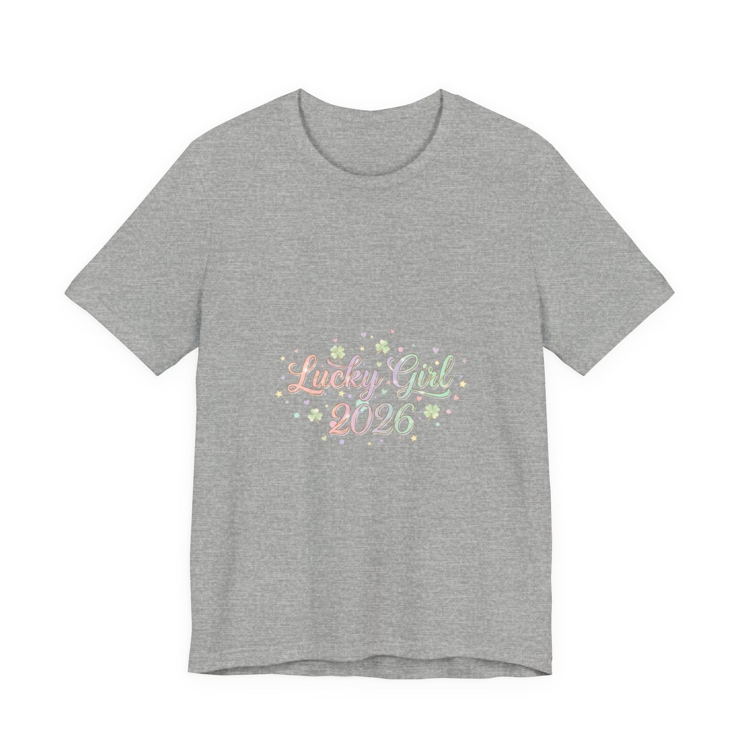 Lucky Girl 2026 T-Shirt | manifest luck, 2026 lucky charms-T-Shirt-Haxberry-Color:Athletic Heather-Size:3XL-Printify