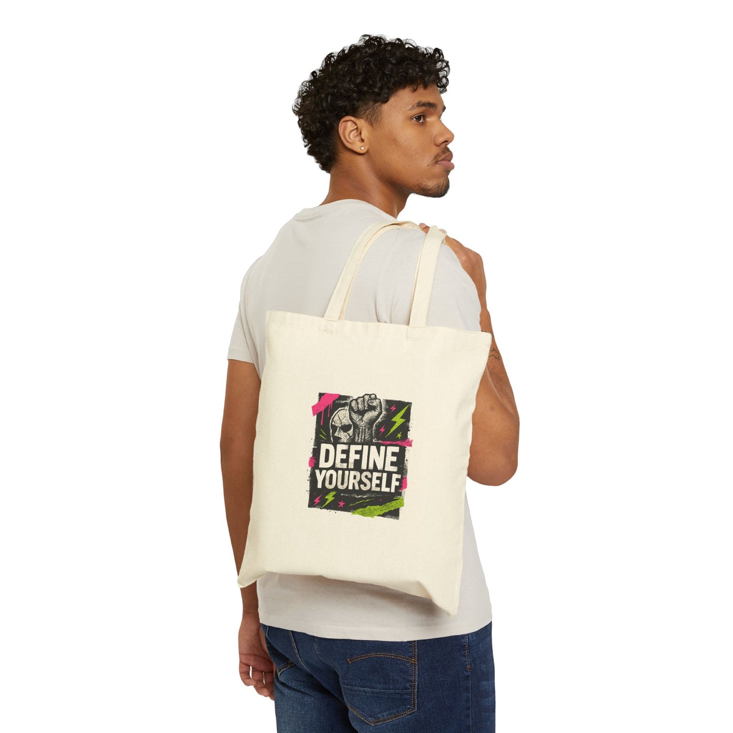 Define Yourself Canvas Tote Bag — Empowerment Graphic Eco-Friendly Shopper-Bags-Haxberry-Printify
