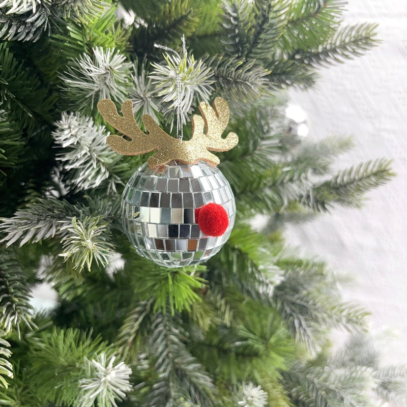 Mirror Elk Horn Christmas Ball Tree Decoration Pendant-Gift card-Haxberry-color:Big antlers silver 6cm-Haxberry