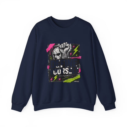 Define Yourself Graphic Sweatshirt — Empowerment Fist Crewneck-Sweatshirt-Haxberry-Color:Navy-Size:2XL-Printify