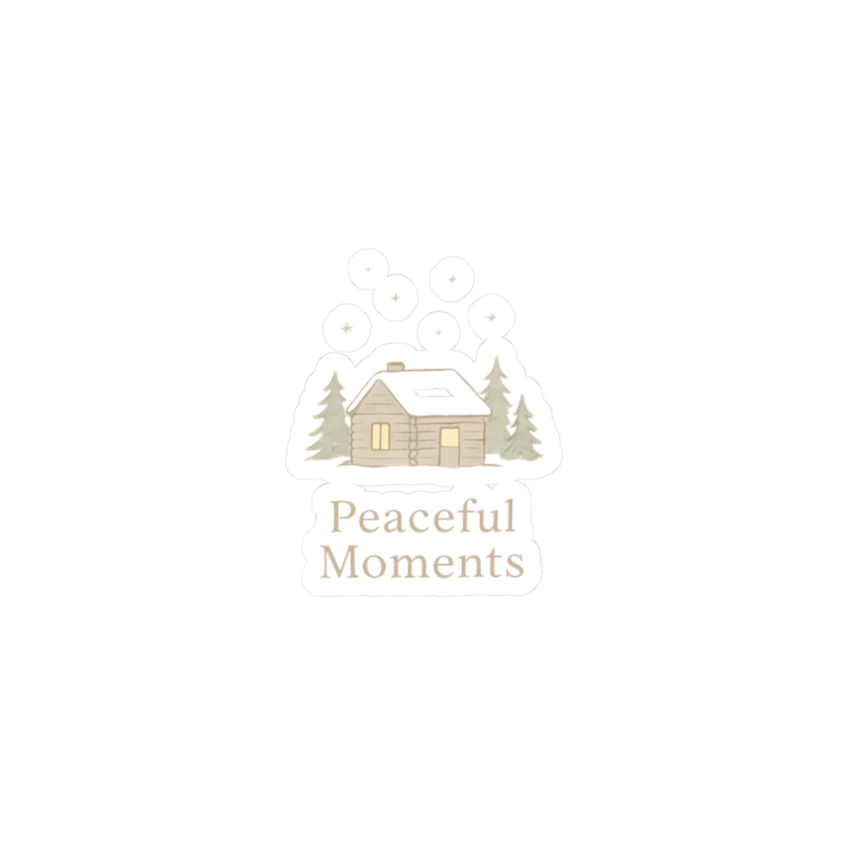 Peaceful Moments Cabin Sticker — Cozy Winter Kiss-Cut Sticker-Paper products-Haxberry-Printify