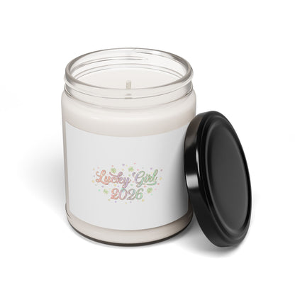Lucky Girl 2026 Manifest Luck Candle | 9oz Soy, Pastel Sparkle-Home Decor-Haxberry-Printify