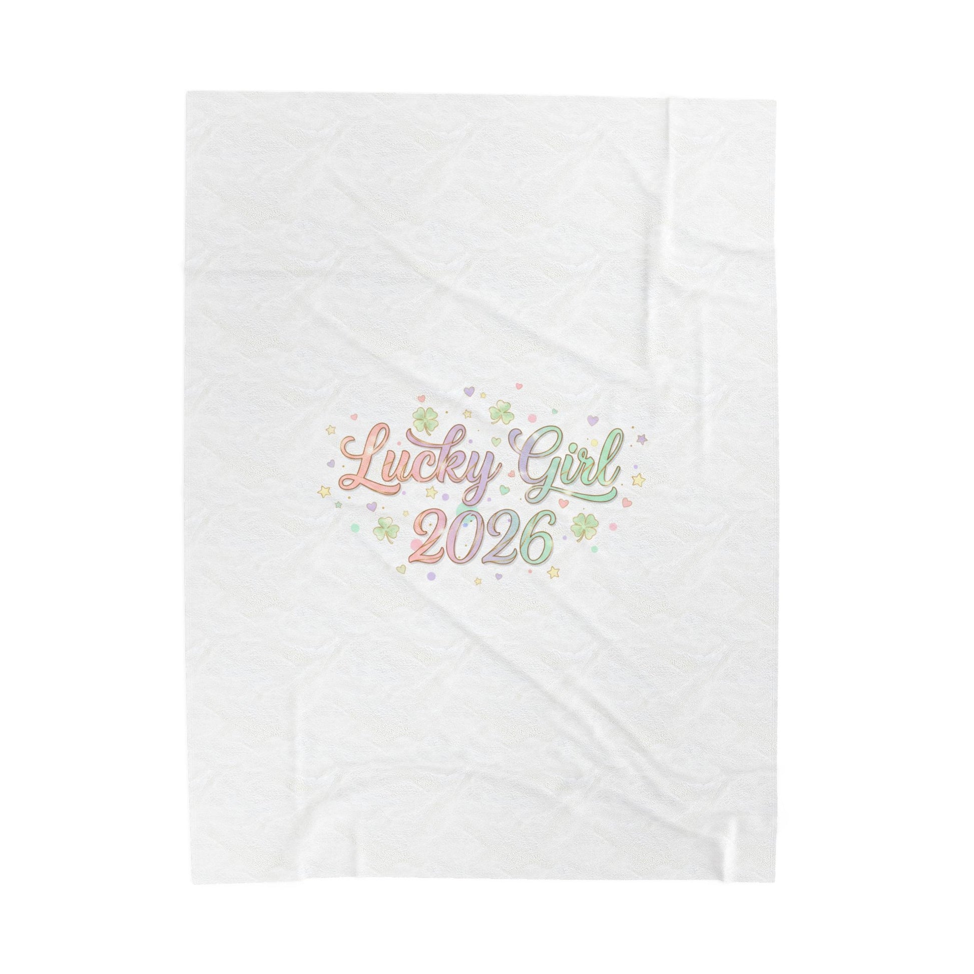 Lucky Girl 2026 Plush Blanket | manifest luck, lucky charms-All Over Prints-Haxberry-Printify