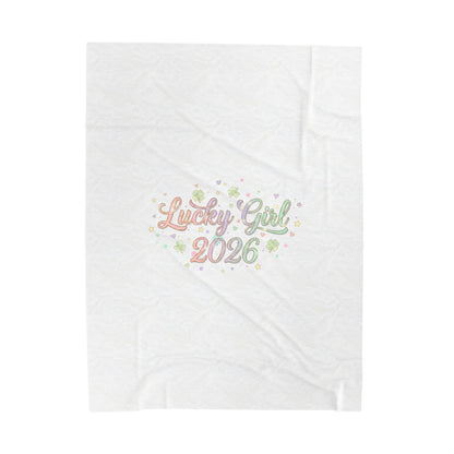 Lucky Girl 2026 Plush Blanket | manifest luck, lucky charms-All Over Prints-Haxberry-Printify