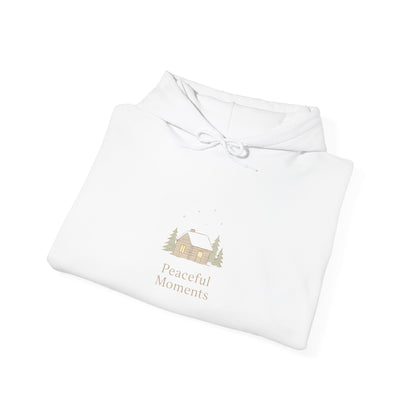 Peaceful Moments Hoodie — Minimal Cabin Graphic Hoodie-Hoodie-Haxberry-Printify