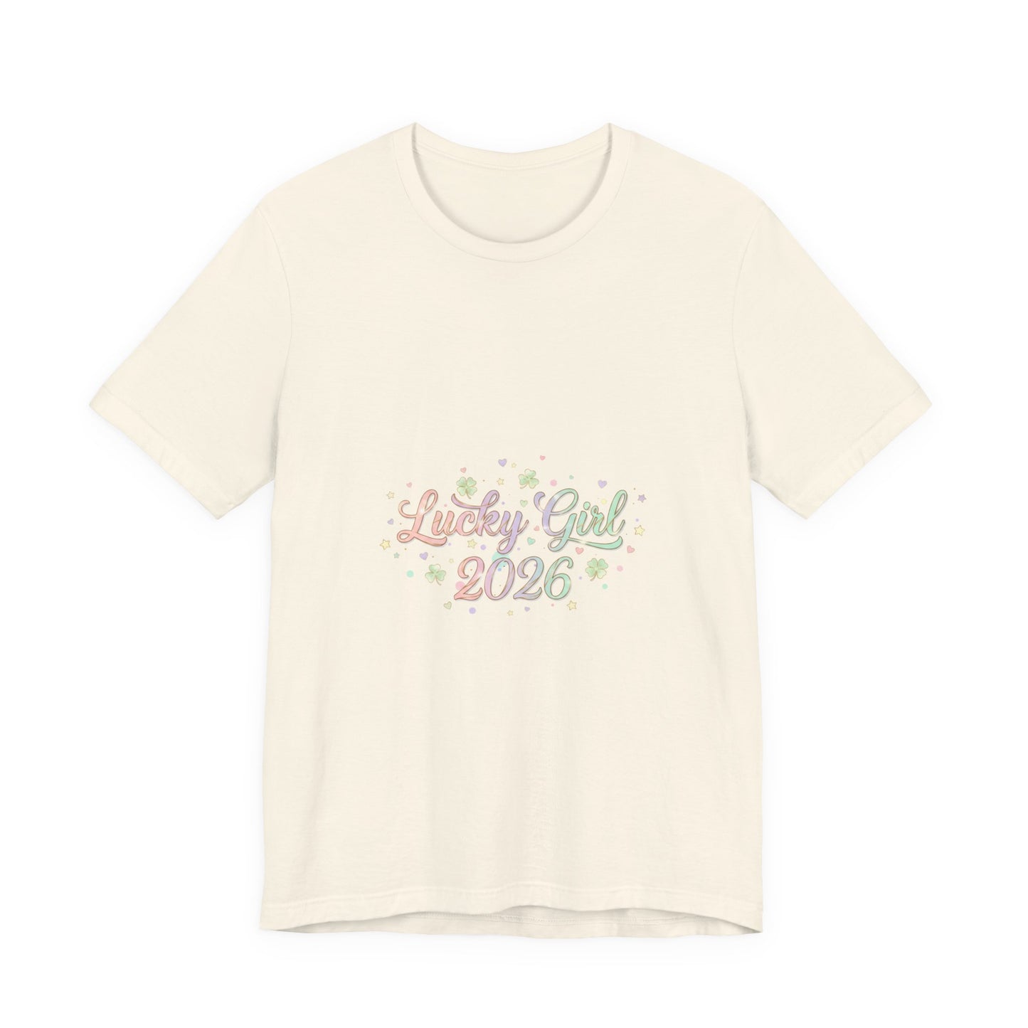 Lucky Girl 2026 T-Shirt | manifest luck, 2026 lucky charms-T-Shirt-Haxberry-Color:Natural-Size:2XL-Printify