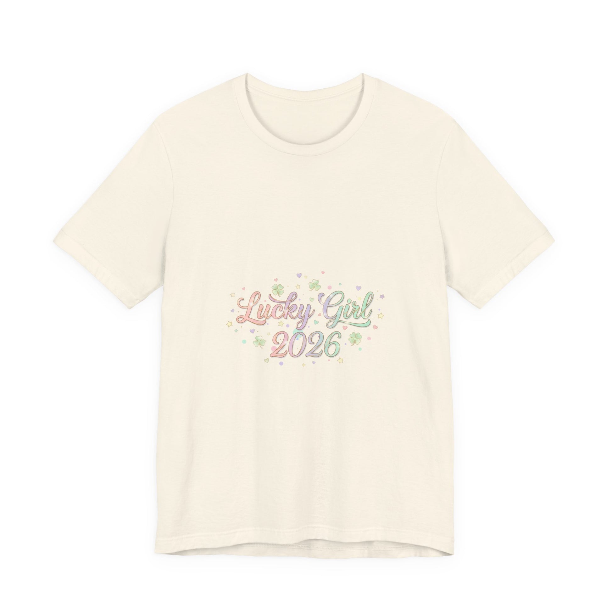 Lucky Girl 2026 T-Shirt | manifest luck, 2026 lucky charms-T-Shirt-Haxberry-Color:Natural-Size:2XL-Printify