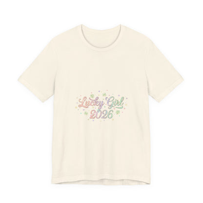 Lucky Girl 2026 T-Shirt | manifest luck, 2026 lucky charms-T-Shirt-Haxberry-Color:Natural-Size:2XL-Printify