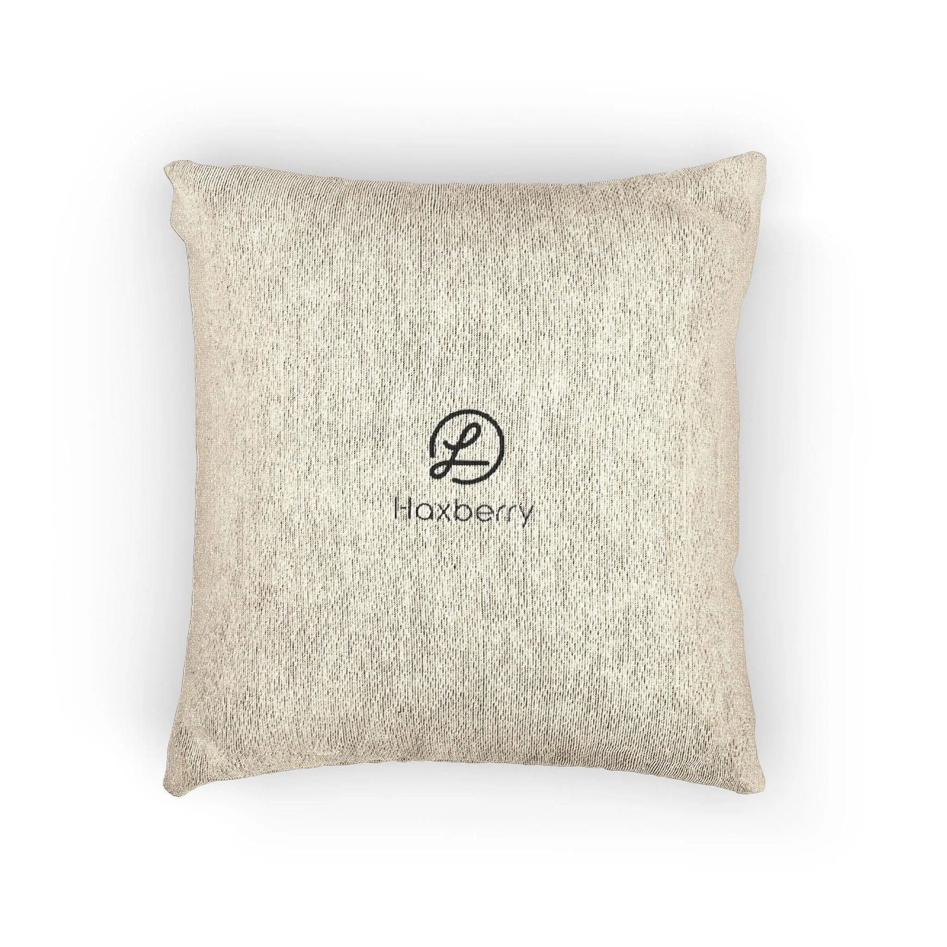 Woven Pillow — Neutral Handwoven Decorative Cushion with Subtle Logo-Pillow-Haxberry-Printify