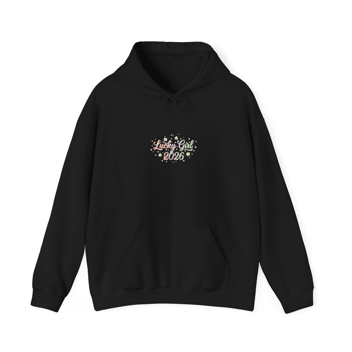 Lucky Girl 2026 Hoodie | manifest luck, 2026 lucky charms-Hoodie-Haxberry-Size:4XL-Color:Black-Printify