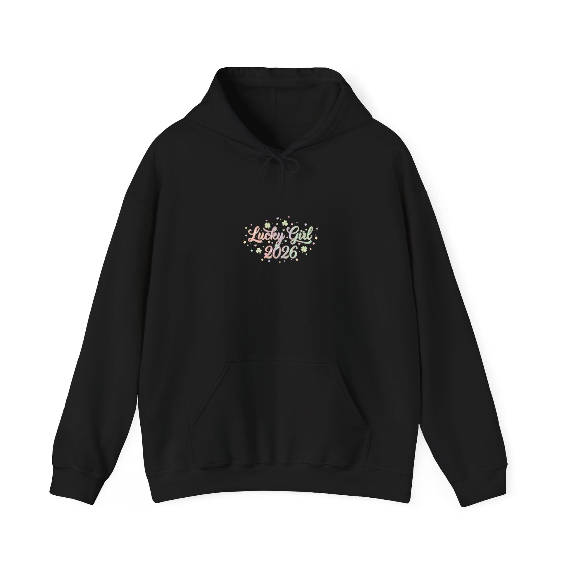 Lucky Girl 2026 Hoodie | manifest luck, 2026 lucky charms-Hoodie-Haxberry-Size:4XL-Color:Black-Printify