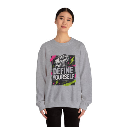 Define Yourself Graphic Sweatshirt — Empowerment Fist Crewneck-Sweatshirt-Haxberry-Printify