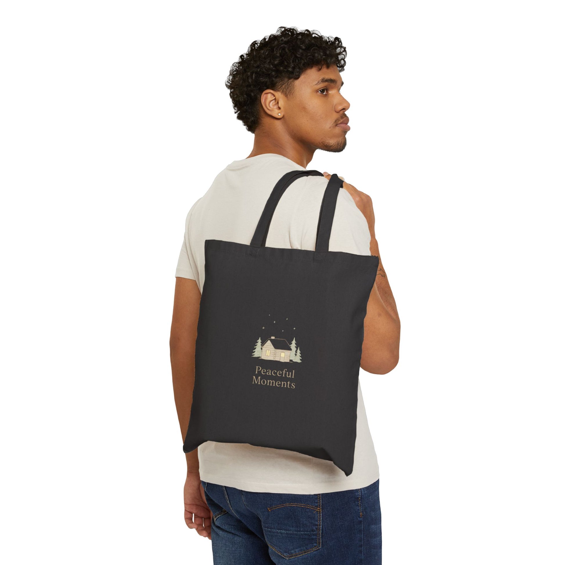 Peaceful Moments Canvas Tote — Cottage Scene Cotton Tote Bag-Bags-Haxberry-Printify