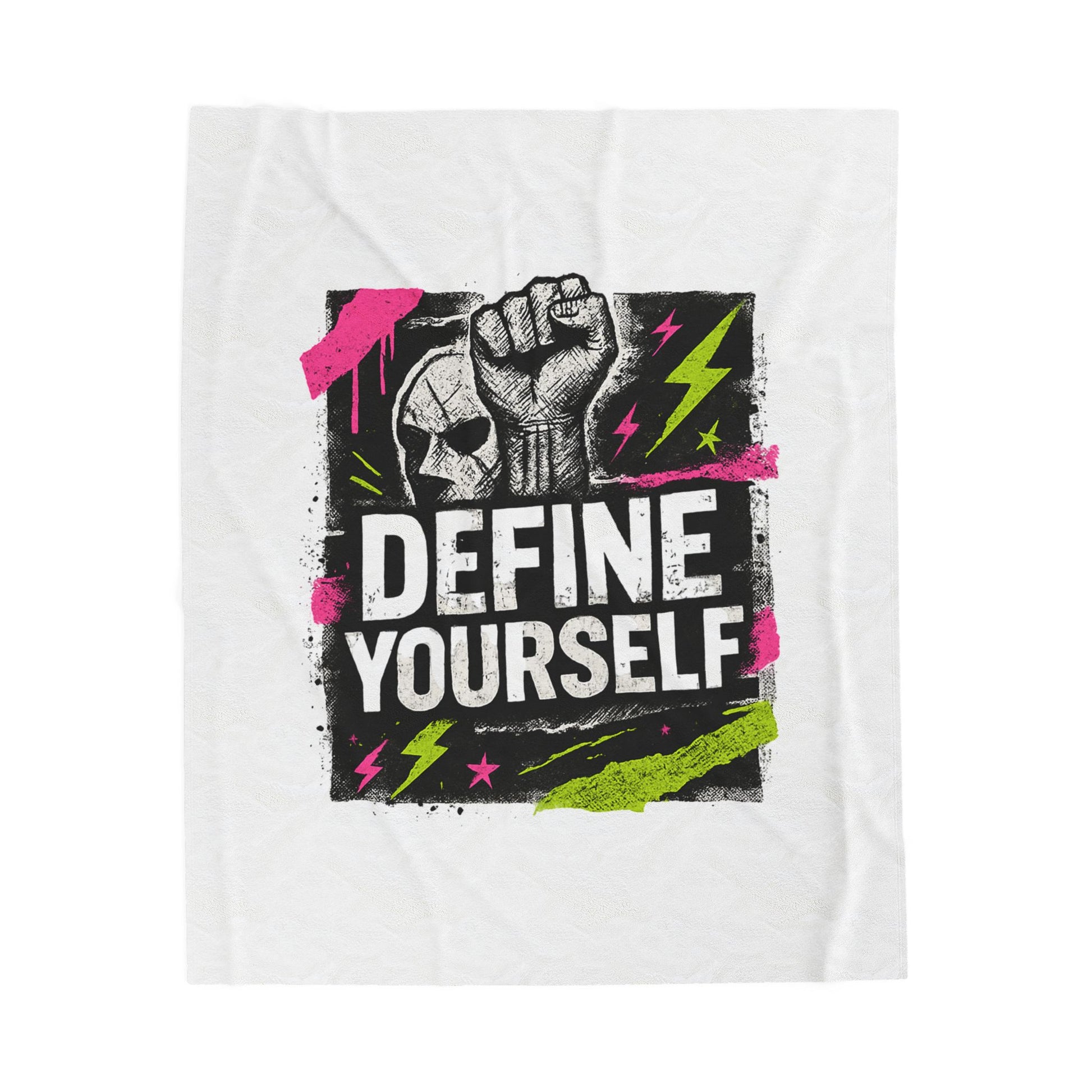 Define Yourself Velveteen Plush Blanket — Bold Graphic Motivational Throw-All Over Prints-Haxberry-Printify