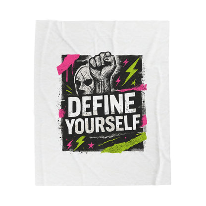 Define Yourself Velveteen Plush Blanket — Bold Graphic Motivational Throw-All Over Prints-Haxberry-Printify