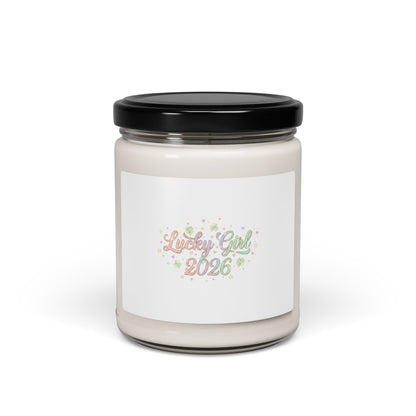 Lucky Girl 2026 Manifest Luck Candle | 9oz Soy, Pastel Sparkle-Home Decor-Haxberry-Scent:Unscented-Size:9oz-Printify