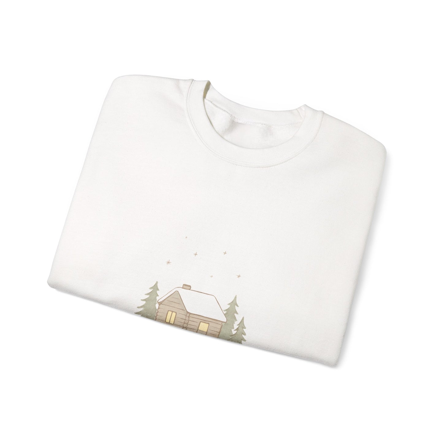 Peaceful Moments Cabin Sweatshirt — Cozy Winter Lodge Crewneck-Sweatshirt-Haxberry-Printify