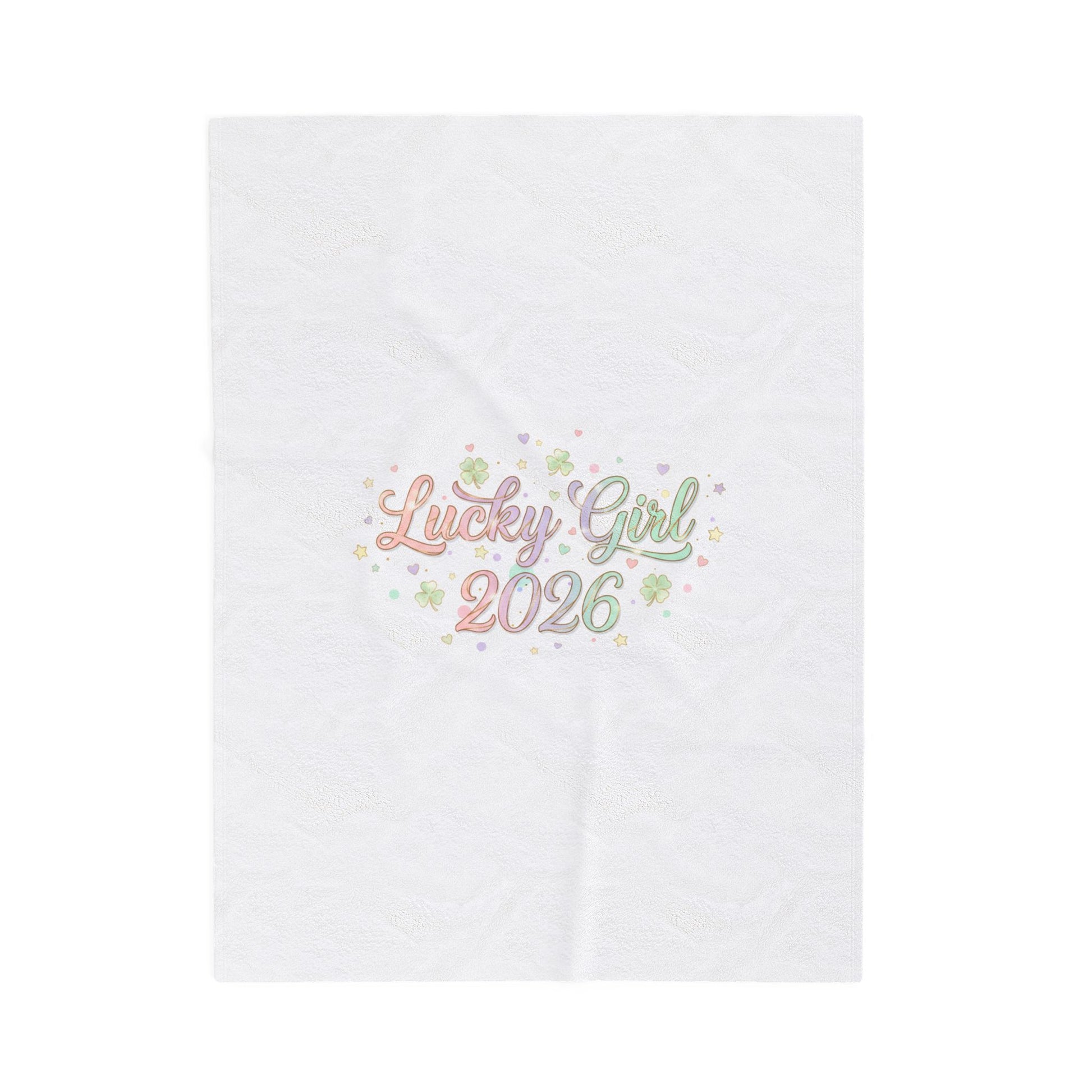 Lucky Girl 2026 Plush Blanket | manifest luck, lucky charms-All Over Prints-Haxberry-Printify