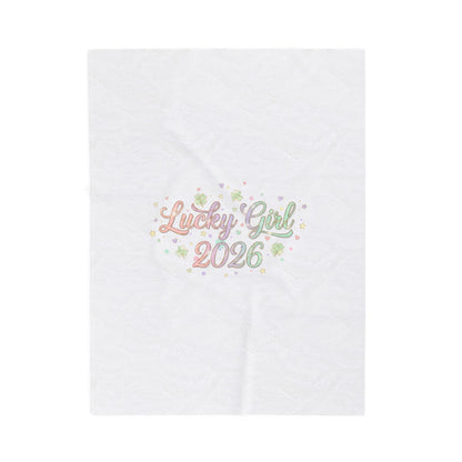 Lucky Girl 2026 Plush Blanket | manifest luck, lucky charms-All Over Prints-Haxberry-Printify