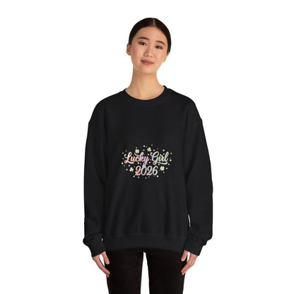 Lucky Girl 2026 Crewneck Sweatshirt | manifest luck, 2026 lucky charms-Sweatshirt-Haxberry-Printify
