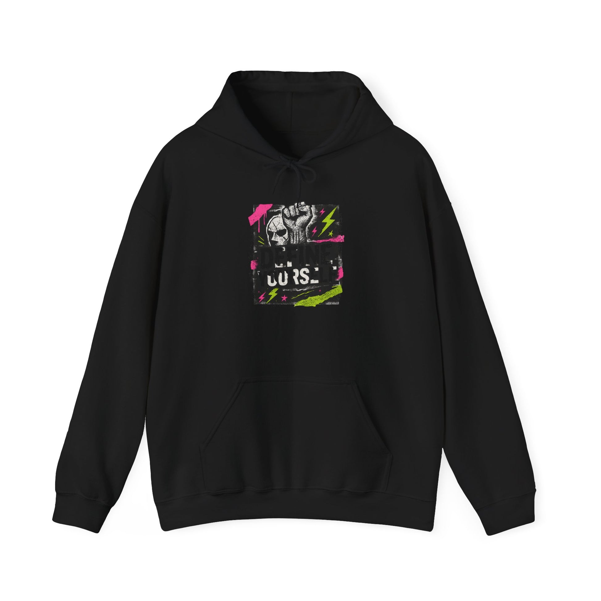 Define Yourself Graphic Hoodie — Empowerment Streetwear Sweatshirt-Hoodie-Haxberry-Size:3XL-Color:Black-Printify