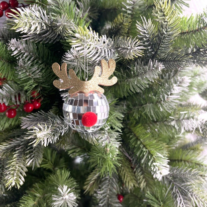 Mirror Elk Horn Christmas Ball Tree Decoration Pendant-Gift card-Haxberry-color:Big antlers silver 5cm-Haxberry
