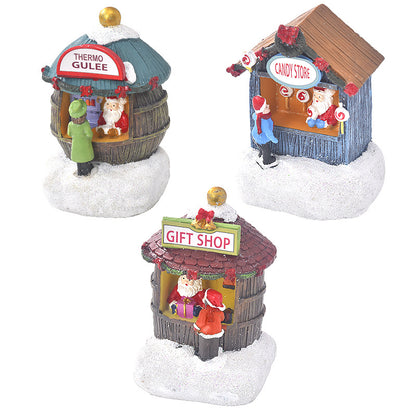 Christmas Resin Mini House Santa Shop Ornament