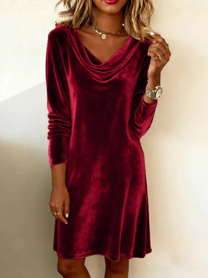 Velvet Cowl Neck Dress-Drees-Haxberry-Haxberry