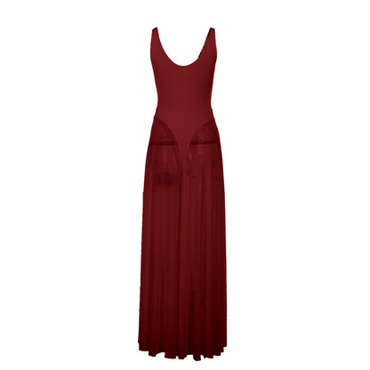 Womens Dress-Drees-Haxberry-Color:Wine red-Size:M-Haxberry