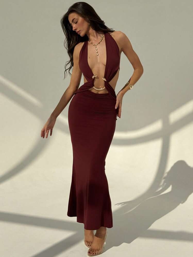 dress-Drees-Haxberry-Color:Burgundy-Size:S-Haxberry