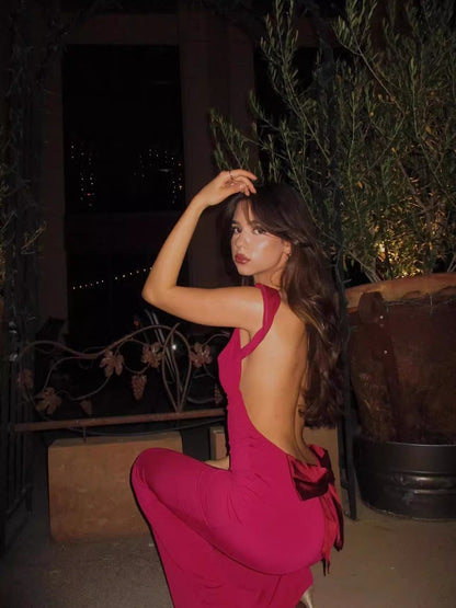 Sexy Backless Bow Dress for Women-Drees-Haxberry-Haxberry