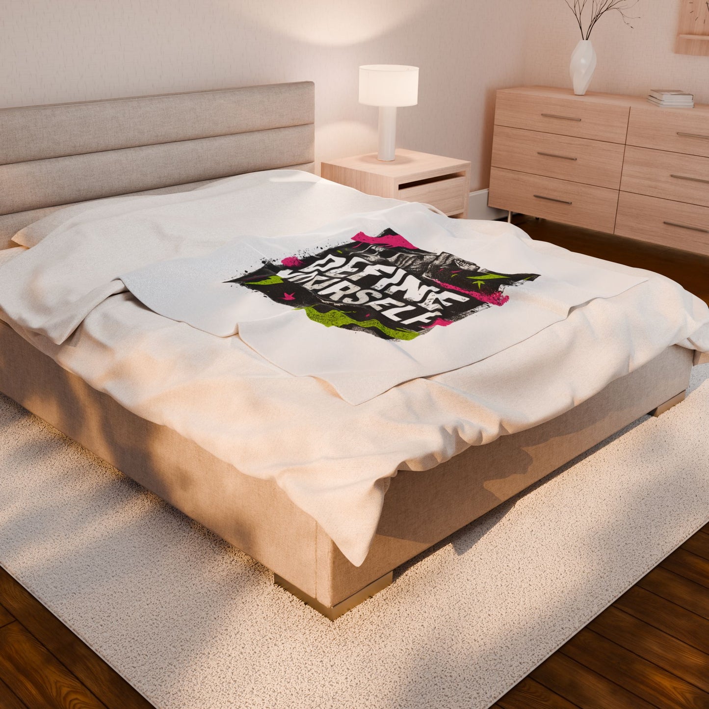 Define Yourself Velveteen Plush Blanket — Bold Graphic Motivational Throw-All Over Prints-Haxberry-Printify