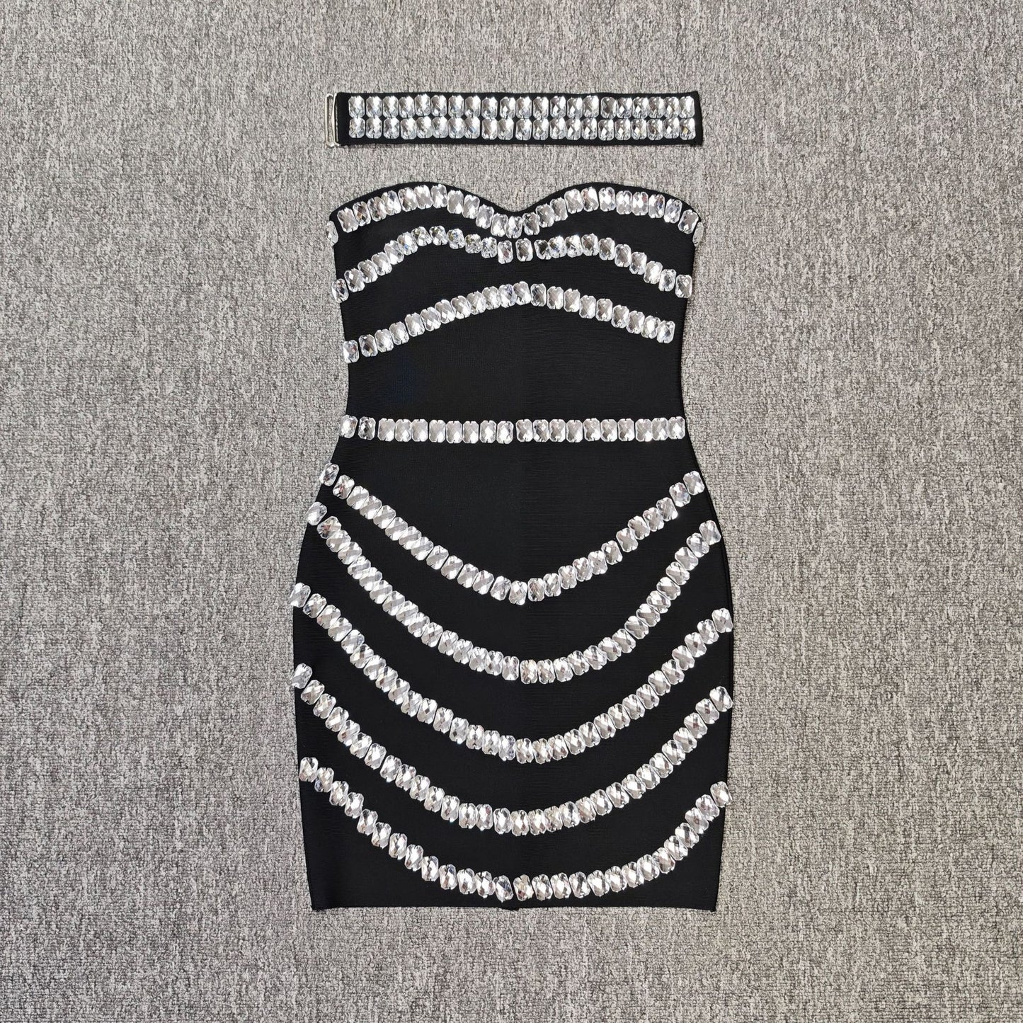 Rhinestone Bodycon Tube Top Evening Dress-Dress-Haxberry-Haxberry